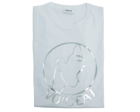 voiceat t-shirt bianco dettaglio argento logo